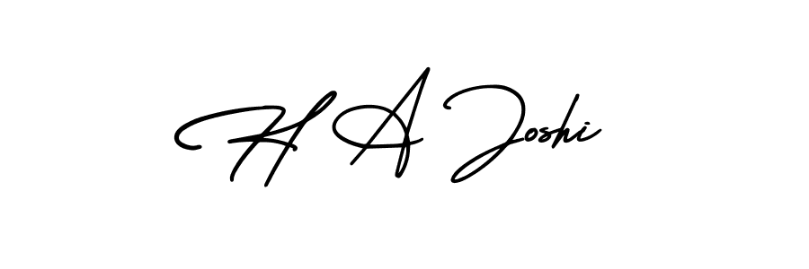 How to make H A Joshi name signature. Use AmerikaSignatureDemo-Regular style for creating short signs online. This is the latest handwritten sign. H A Joshi signature style 3 images and pictures png