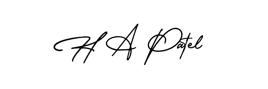 Design your own signature with our free online signature maker. With this signature software, you can create a handwritten (AmerikaSignatureDemo-Regular) signature for name H A Patel. H A Patel signature style 3 images and pictures png