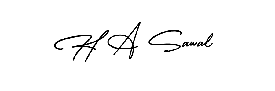 You should practise on your own different ways (AmerikaSignatureDemo-Regular) to write your name (H A Sawal) in signature. don't let someone else do it for you. H A Sawal signature style 3 images and pictures png
