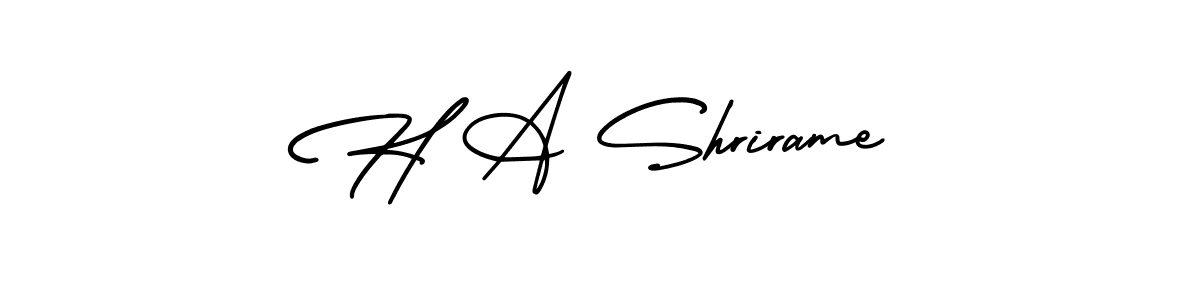 The best way (AmerikaSignatureDemo-Regular) to make a short signature is to pick only two or three words in your name. The name H A Shrirame include a total of six letters. For converting this name. H A Shrirame signature style 3 images and pictures png