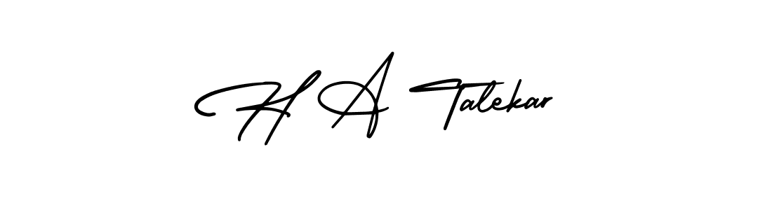 You should practise on your own different ways (AmerikaSignatureDemo-Regular) to write your name (H A Talekar) in signature. don't let someone else do it for you. H A Talekar signature style 3 images and pictures png