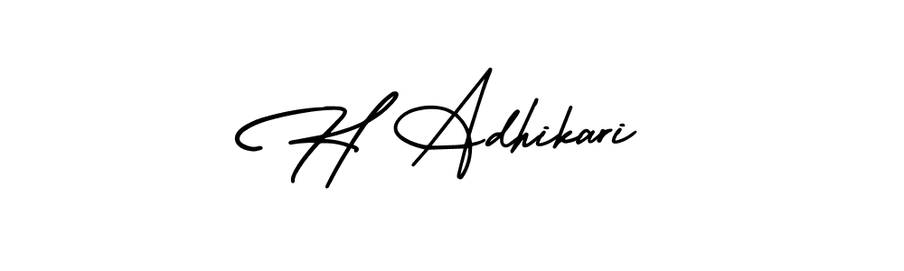 Make a beautiful signature design for name H Adhikari. With this signature (AmerikaSignatureDemo-Regular) style, you can create a handwritten signature for free. H Adhikari signature style 3 images and pictures png