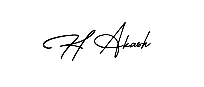 The best way (AmerikaSignatureDemo-Regular) to make a short signature is to pick only two or three words in your name. The name H Akash include a total of six letters. For converting this name. H Akash signature style 3 images and pictures png