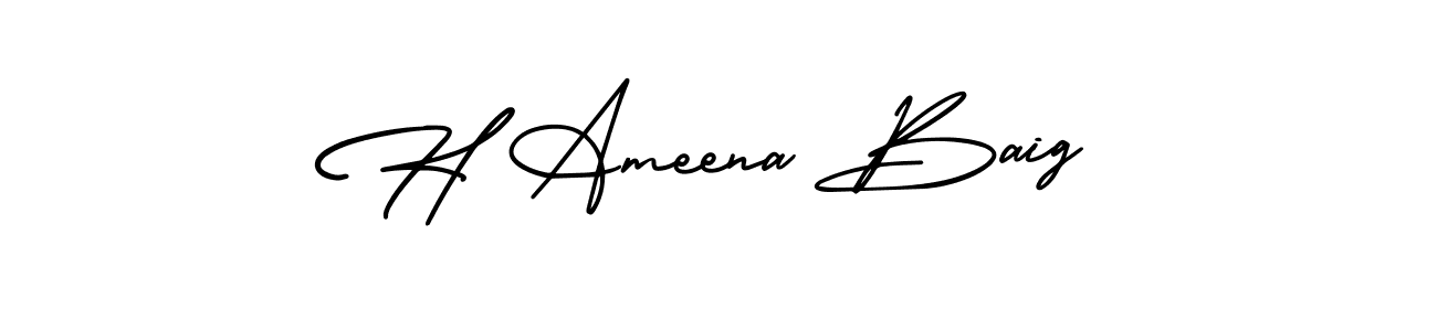 Make a short H Ameena Baig signature style. Manage your documents anywhere anytime using AmerikaSignatureDemo-Regular. Create and add eSignatures, submit forms, share and send files easily. H Ameena Baig signature style 3 images and pictures png