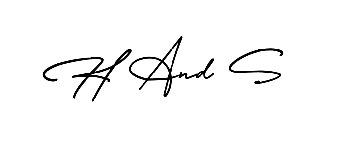 Create a beautiful signature design for name H And S. With this signature (AmerikaSignatureDemo-Regular) fonts, you can make a handwritten signature for free. H And S signature style 3 images and pictures png