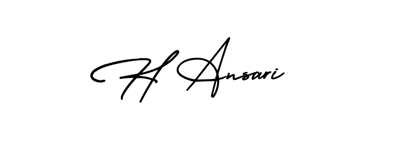The best way (AmerikaSignatureDemo-Regular) to make a short signature is to pick only two or three words in your name. The name H Ansari include a total of six letters. For converting this name. H Ansari signature style 3 images and pictures png