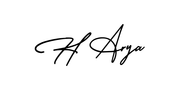 The best way (AmerikaSignatureDemo-Regular) to make a short signature is to pick only two or three words in your name. The name H Arya include a total of six letters. For converting this name. H Arya signature style 3 images and pictures png