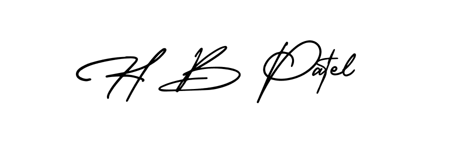 You should practise on your own different ways (AmerikaSignatureDemo-Regular) to write your name (H B Patel) in signature. don't let someone else do it for you. H B Patel signature style 3 images and pictures png