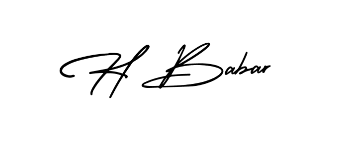 Make a beautiful signature design for name H Babar. With this signature (AmerikaSignatureDemo-Regular) style, you can create a handwritten signature for free. H Babar signature style 3 images and pictures png