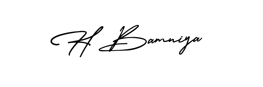 Design your own signature with our free online signature maker. With this signature software, you can create a handwritten (AmerikaSignatureDemo-Regular) signature for name H Bamniya. H Bamniya signature style 3 images and pictures png