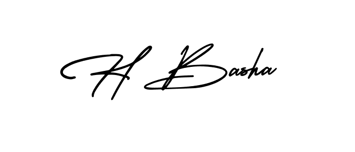 Use a signature maker to create a handwritten signature online. With this signature software, you can design (AmerikaSignatureDemo-Regular) your own signature for name H Basha. H Basha signature style 3 images and pictures png