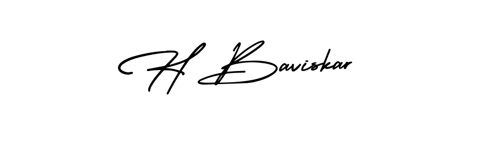 Similarly AmerikaSignatureDemo-Regular is the best handwritten signature design. Signature creator online .You can use it as an online autograph creator for name H Baviskar. H Baviskar signature style 3 images and pictures png