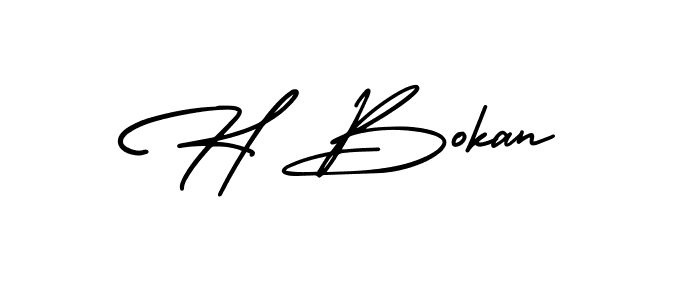 Make a beautiful signature design for name H Bokan. With this signature (AmerikaSignatureDemo-Regular) style, you can create a handwritten signature for free. H Bokan signature style 3 images and pictures png