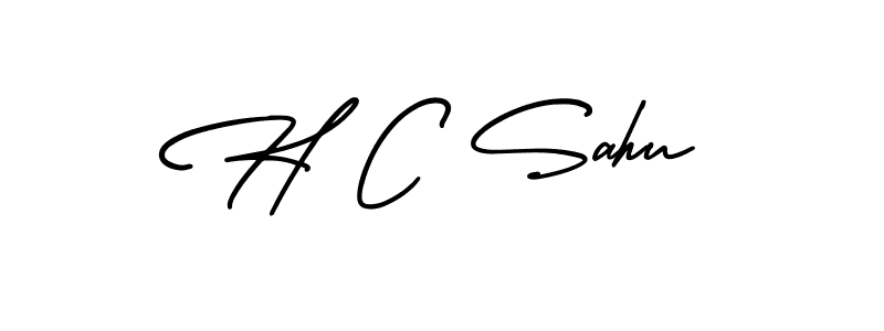 You should practise on your own different ways (AmerikaSignatureDemo-Regular) to write your name (H C Sahu) in signature. don't let someone else do it for you. H C Sahu signature style 3 images and pictures png