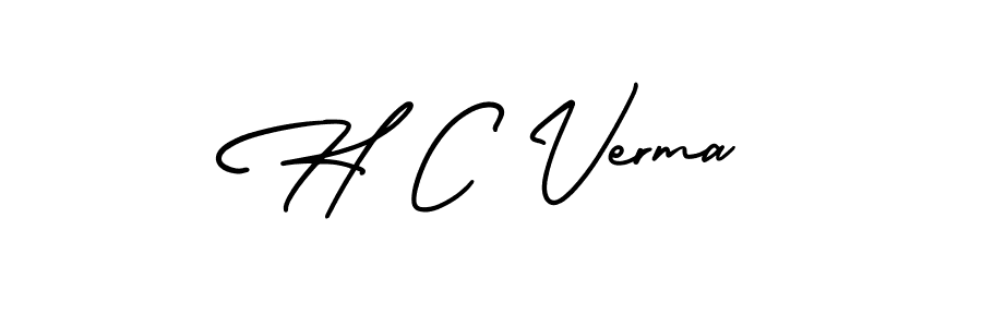How to make H C Verma name signature. Use AmerikaSignatureDemo-Regular style for creating short signs online. This is the latest handwritten sign. H C Verma signature style 3 images and pictures png