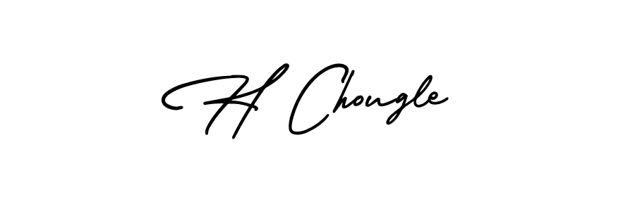 The best way (AmerikaSignatureDemo-Regular) to make a short signature is to pick only two or three words in your name. The name H Chougle include a total of six letters. For converting this name. H Chougle signature style 3 images and pictures png
