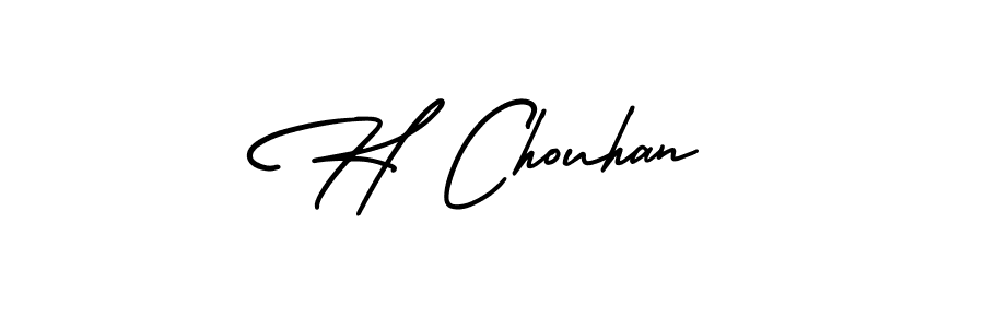 You should practise on your own different ways (AmerikaSignatureDemo-Regular) to write your name (H Chouhan) in signature. don't let someone else do it for you. H Chouhan signature style 3 images and pictures png