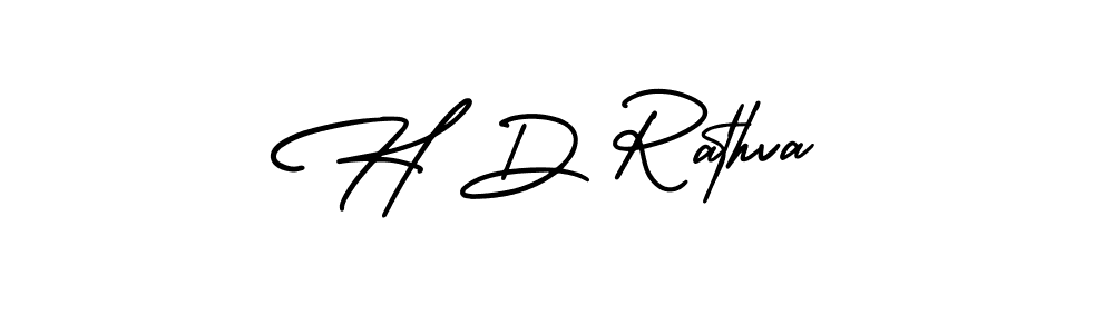 The best way (AmerikaSignatureDemo-Regular) to make a short signature is to pick only two or three words in your name. The name H D Rathva include a total of six letters. For converting this name. H D Rathva signature style 3 images and pictures png