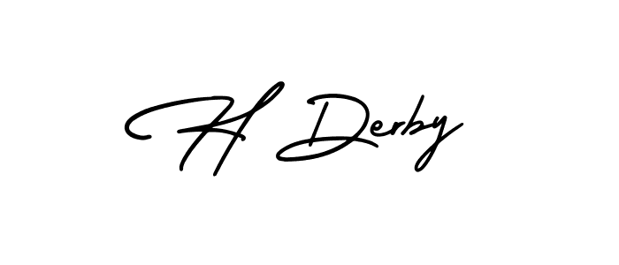 Use a signature maker to create a handwritten signature online. With this signature software, you can design (AmerikaSignatureDemo-Regular) your own signature for name H Derby. H Derby signature style 3 images and pictures png