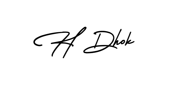 Also we have H Dhok name is the best signature style. Create professional handwritten signature collection using AmerikaSignatureDemo-Regular autograph style. H Dhok signature style 3 images and pictures png