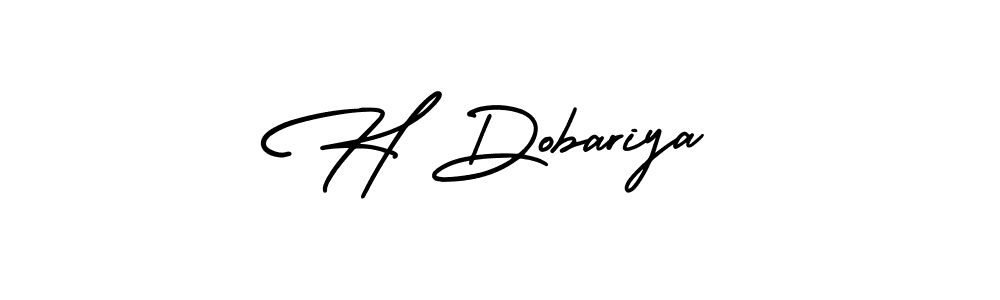 The best way (AmerikaSignatureDemo-Regular) to make a short signature is to pick only two or three words in your name. The name H Dobariya include a total of six letters. For converting this name. H Dobariya signature style 3 images and pictures png