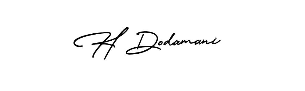 How to make H Dodamani name signature. Use AmerikaSignatureDemo-Regular style for creating short signs online. This is the latest handwritten sign. H Dodamani signature style 3 images and pictures png