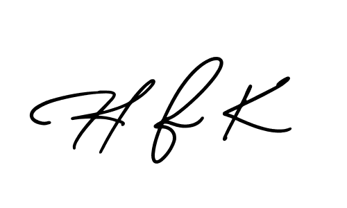 The best way (AmerikaSignatureDemo-Regular) to make a short signature is to pick only two or three words in your name. The name H F K include a total of six letters. For converting this name. H F K signature style 3 images and pictures png