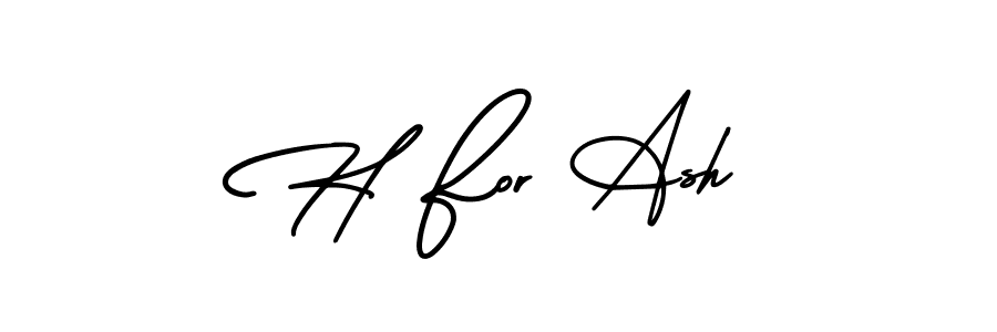 How to make H For Ash name signature. Use AmerikaSignatureDemo-Regular style for creating short signs online. This is the latest handwritten sign. H For Ash signature style 3 images and pictures png