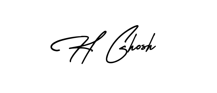 You should practise on your own different ways (AmerikaSignatureDemo-Regular) to write your name (H Ghosh) in signature. don't let someone else do it for you. H Ghosh signature style 3 images and pictures png