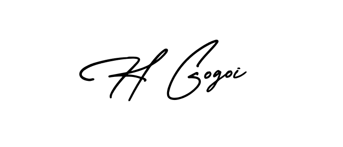 How to make H Gogoi name signature. Use AmerikaSignatureDemo-Regular style for creating short signs online. This is the latest handwritten sign. H Gogoi signature style 3 images and pictures png