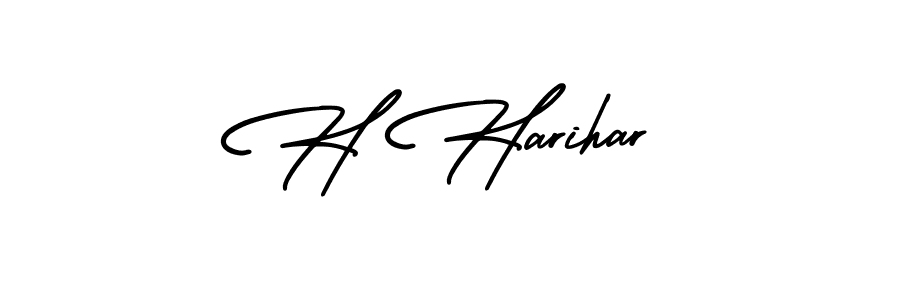The best way (AmerikaSignatureDemo-Regular) to make a short signature is to pick only two or three words in your name. The name H Harihar include a total of six letters. For converting this name. H Harihar signature style 3 images and pictures png