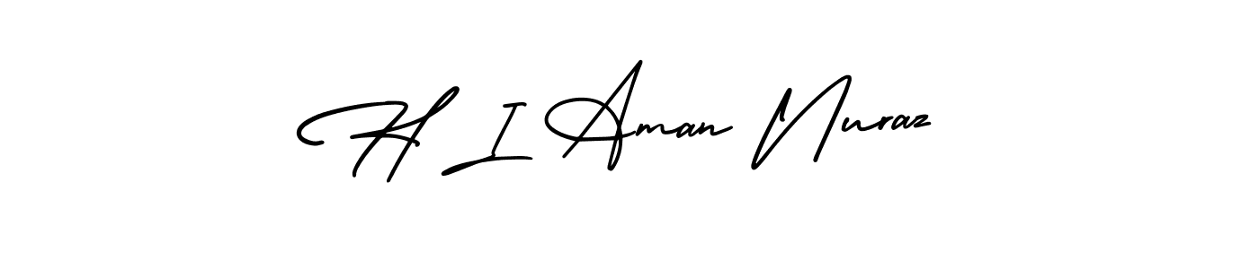 Make a beautiful signature design for name H I Aman Nuraz. With this signature (AmerikaSignatureDemo-Regular) style, you can create a handwritten signature for free. H I Aman Nuraz signature style 3 images and pictures png