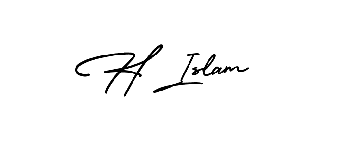 Also we have H Islam name is the best signature style. Create professional handwritten signature collection using AmerikaSignatureDemo-Regular autograph style. H Islam signature style 3 images and pictures png