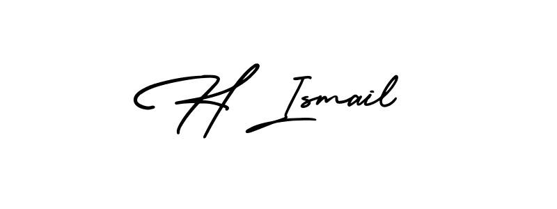 How to make H Ismail name signature. Use AmerikaSignatureDemo-Regular style for creating short signs online. This is the latest handwritten sign. H Ismail signature style 3 images and pictures png