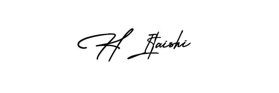 Make a beautiful signature design for name H Itaishi. With this signature (AmerikaSignatureDemo-Regular) style, you can create a handwritten signature for free. H Itaishi signature style 3 images and pictures png