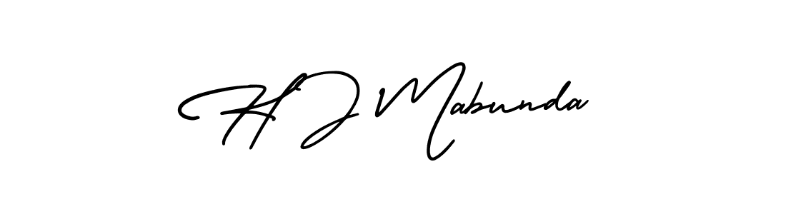 You should practise on your own different ways (AmerikaSignatureDemo-Regular) to write your name (H J Mabunda) in signature. don't let someone else do it for you. H J Mabunda signature style 3 images and pictures png