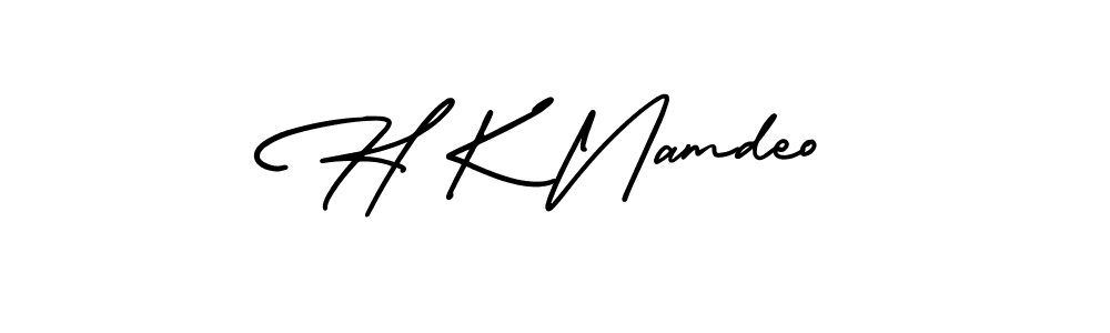 You should practise on your own different ways (AmerikaSignatureDemo-Regular) to write your name (H K Namdeo) in signature. don't let someone else do it for you. H K Namdeo signature style 3 images and pictures png