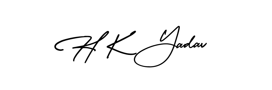 You should practise on your own different ways (AmerikaSignatureDemo-Regular) to write your name (H K Yadav) in signature. don't let someone else do it for you. H K Yadav signature style 3 images and pictures png