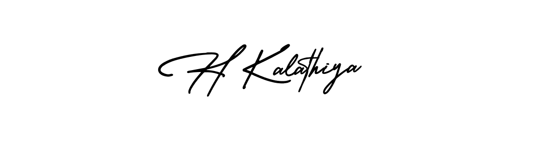 The best way (AmerikaSignatureDemo-Regular) to make a short signature is to pick only two or three words in your name. The name H Kalathiya include a total of six letters. For converting this name. H Kalathiya signature style 3 images and pictures png
