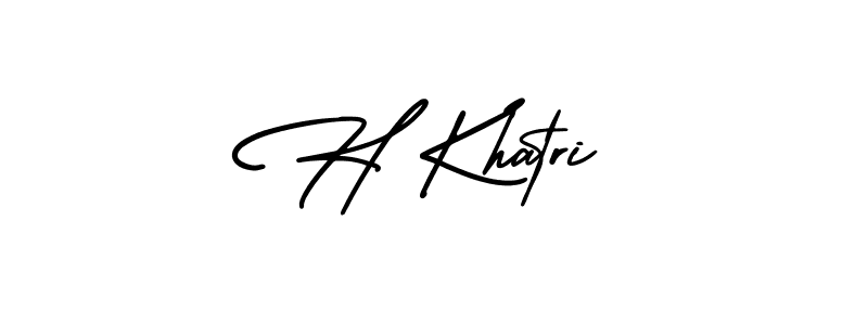 Similarly AmerikaSignatureDemo-Regular is the best handwritten signature design. Signature creator online .You can use it as an online autograph creator for name H Khatri. H Khatri signature style 3 images and pictures png