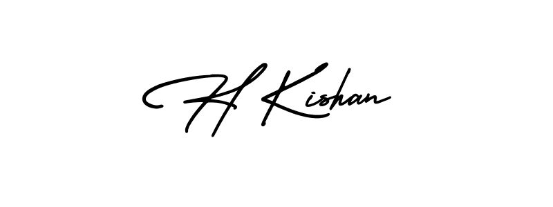 Create a beautiful signature design for name H Kishan. With this signature (AmerikaSignatureDemo-Regular) fonts, you can make a handwritten signature for free. H Kishan signature style 3 images and pictures png