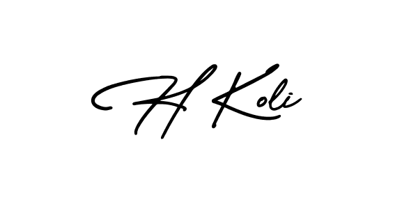 Make a beautiful signature design for name H Koli. With this signature (AmerikaSignatureDemo-Regular) style, you can create a handwritten signature for free. H Koli signature style 3 images and pictures png