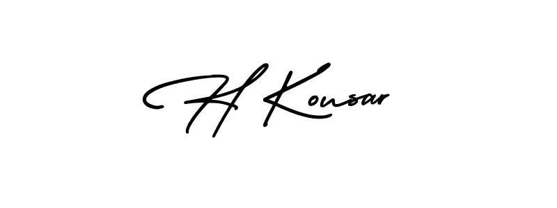 The best way (AmerikaSignatureDemo-Regular) to make a short signature is to pick only two or three words in your name. The name H Kousar include a total of six letters. For converting this name. H Kousar signature style 3 images and pictures png