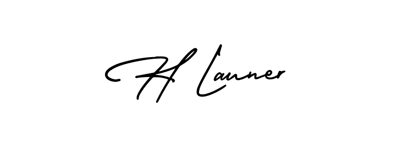 The best way (AmerikaSignatureDemo-Regular) to make a short signature is to pick only two or three words in your name. The name H Launer include a total of six letters. For converting this name. H Launer signature style 3 images and pictures png