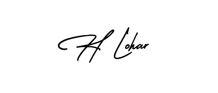 Design your own signature with our free online signature maker. With this signature software, you can create a handwritten (AmerikaSignatureDemo-Regular) signature for name H Lohar. H Lohar signature style 3 images and pictures png