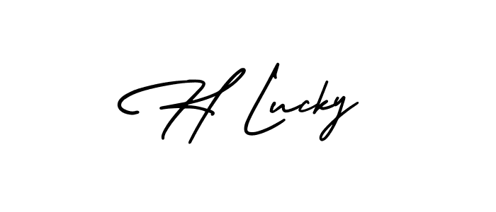 AmerikaSignatureDemo-Regular is a professional signature style that is perfect for those who want to add a touch of class to their signature. It is also a great choice for those who want to make their signature more unique. Get H Lucky name to fancy signature for free. H Lucky signature style 3 images and pictures png