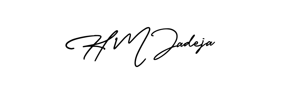 The best way (AmerikaSignatureDemo-Regular) to make a short signature is to pick only two or three words in your name. The name H M Jadeja include a total of six letters. For converting this name. H M Jadeja signature style 3 images and pictures png