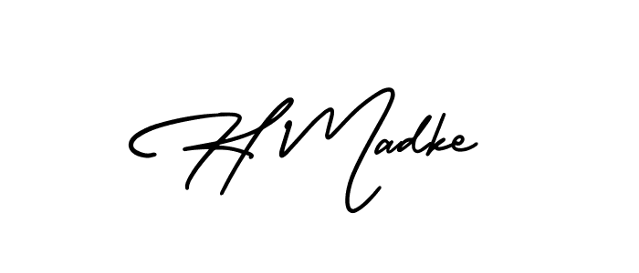 How to make H Madke name signature. Use AmerikaSignatureDemo-Regular style for creating short signs online. This is the latest handwritten sign. H Madke signature style 3 images and pictures png