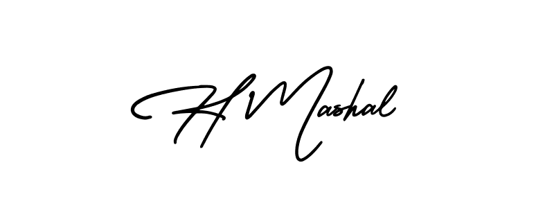 Make a beautiful signature design for name H Mashal. With this signature (AmerikaSignatureDemo-Regular) style, you can create a handwritten signature for free. H Mashal signature style 3 images and pictures png