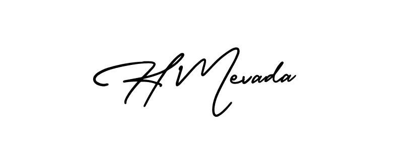 How to make H Mevada name signature. Use AmerikaSignatureDemo-Regular style for creating short signs online. This is the latest handwritten sign. H Mevada signature style 3 images and pictures png